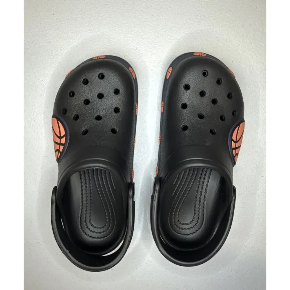 Basketball Foam Clogs Slides Graphic Water Shoes Black Kids Size 1